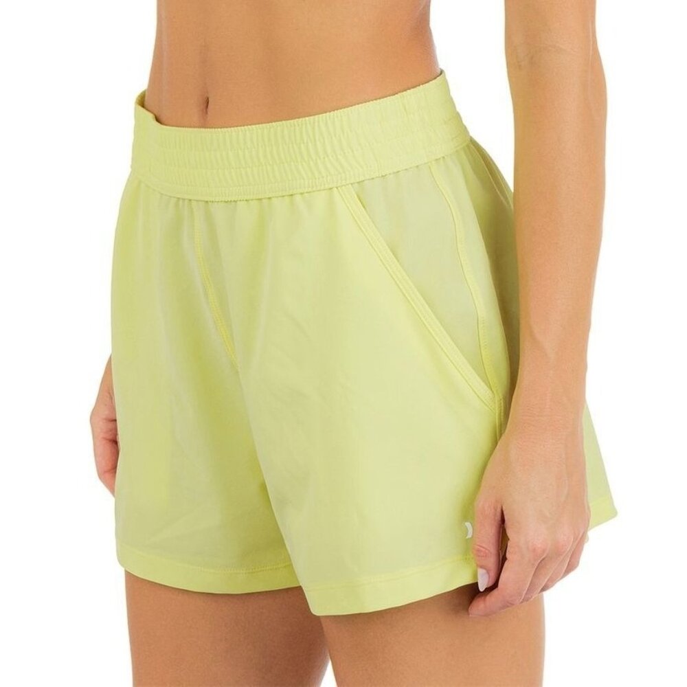 Hurley XL Boardshorts Smocked Waist Swim Shorts Electric Lemon Bikini Bottom - Picture 6 of 8